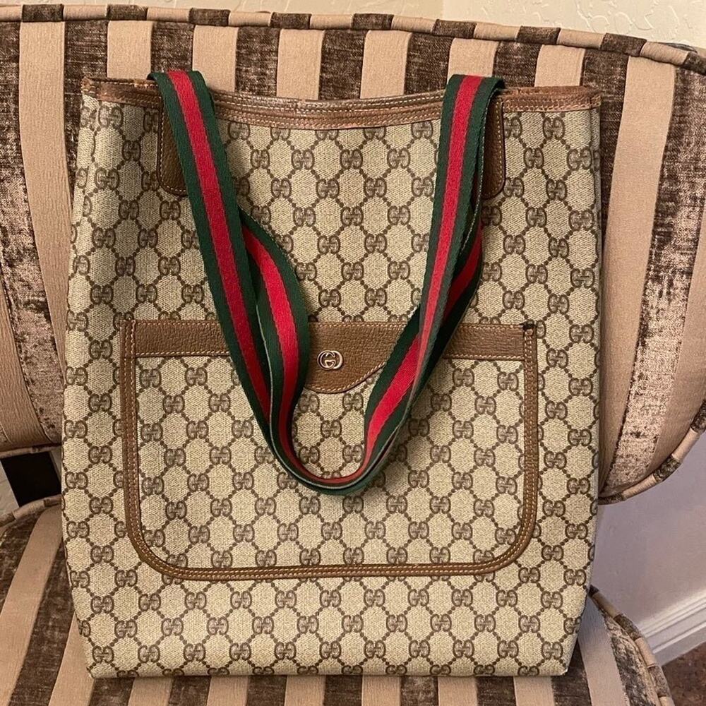 Gucci Sherry Line vintage coated canvas tote bag